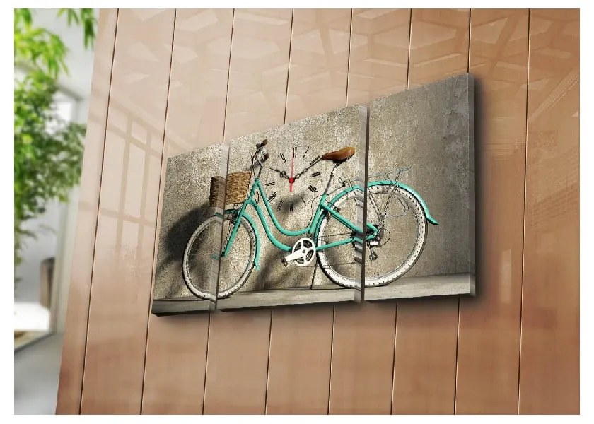 Nástenné obrazové hodiny Bicykel, 84 × 45 cm