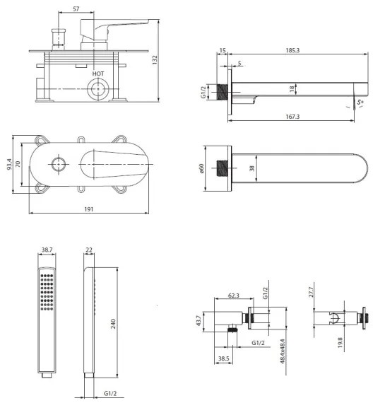Cersanit S952-040 - Vanová sada MODUO s podomietkovou batériou, lesklý chróm