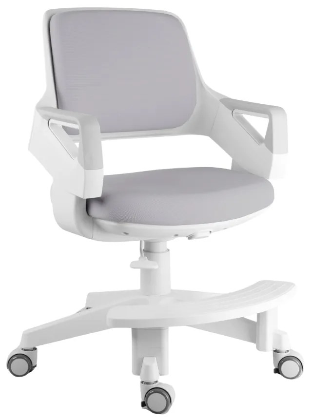 Detská rastúca stolička Neoseat KIDDY FIVE — látka, prateľný poťah, sivá