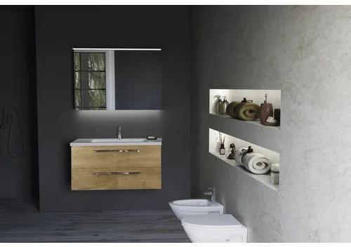 Kúpeľňová zostava Sanox Seville prírodný kameň skrinka 100 cm 2 otvory dub svetlý