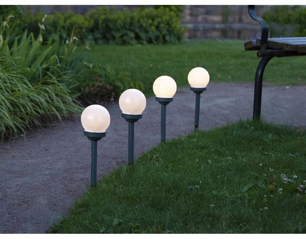 Súprava 4 vonkajších solárnych svetiel Star Trading Globus, výška 27 cm