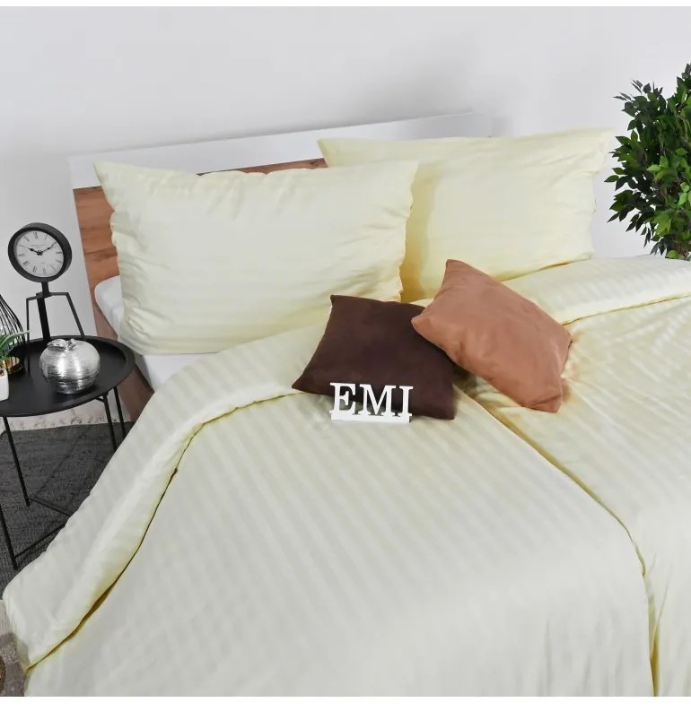 Obliečky damaškové krémové EMI, Štandardný set jednolôžko obsahuje 1x 140x200 + 1x 70x90