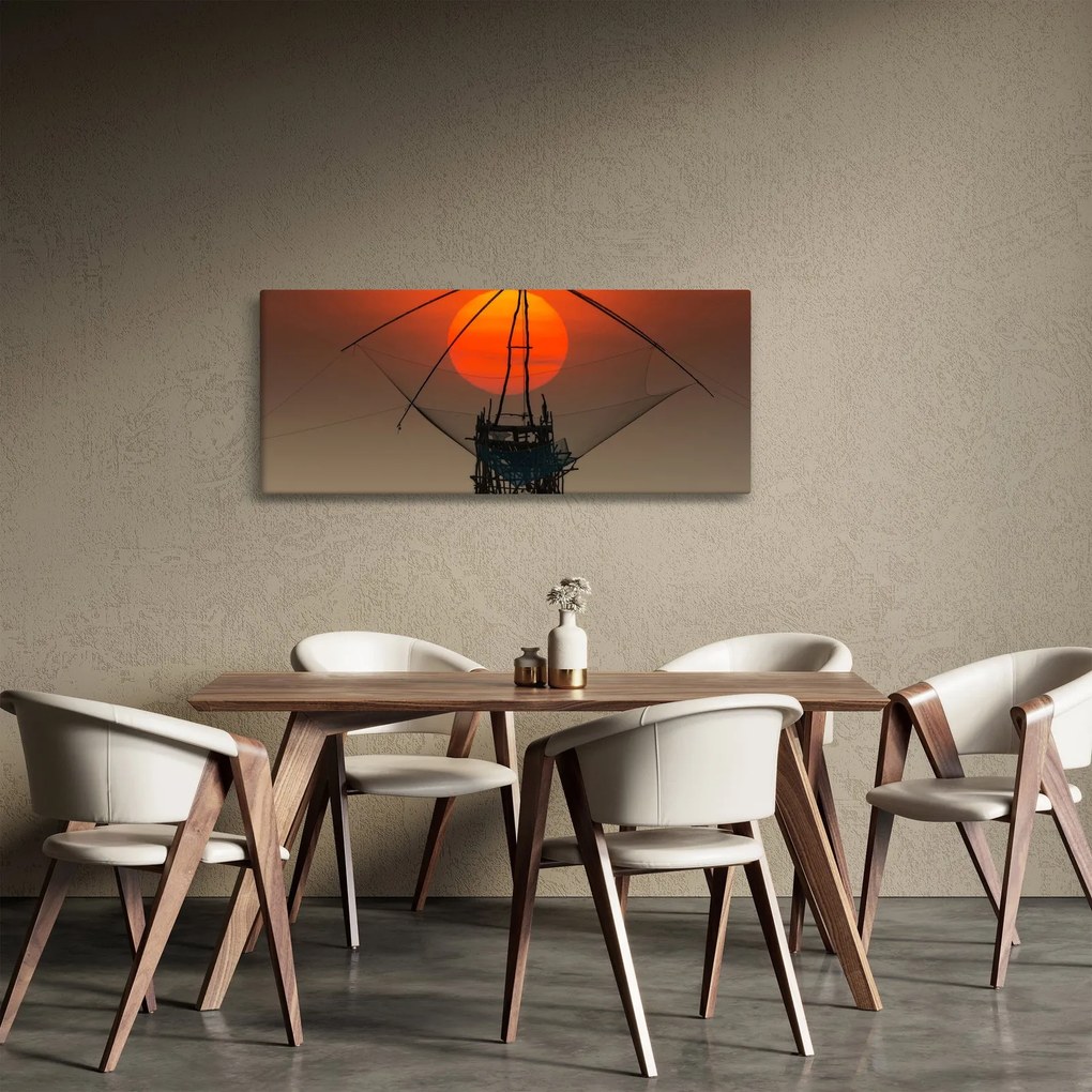 Obraz - Východ slnka, jazero Pakpra (120x50 cm)