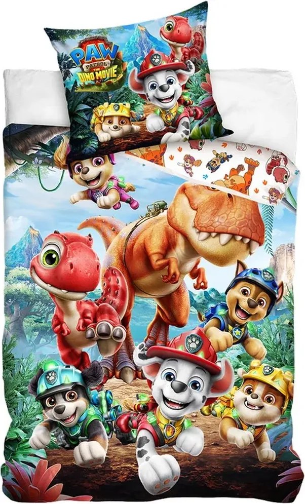 Bavlnené posteľné obliečky Labková patrola: Dinosaurí film - Paw Patrol - 100% bavlna renforcé - 70x90 cm + 140x200 cm