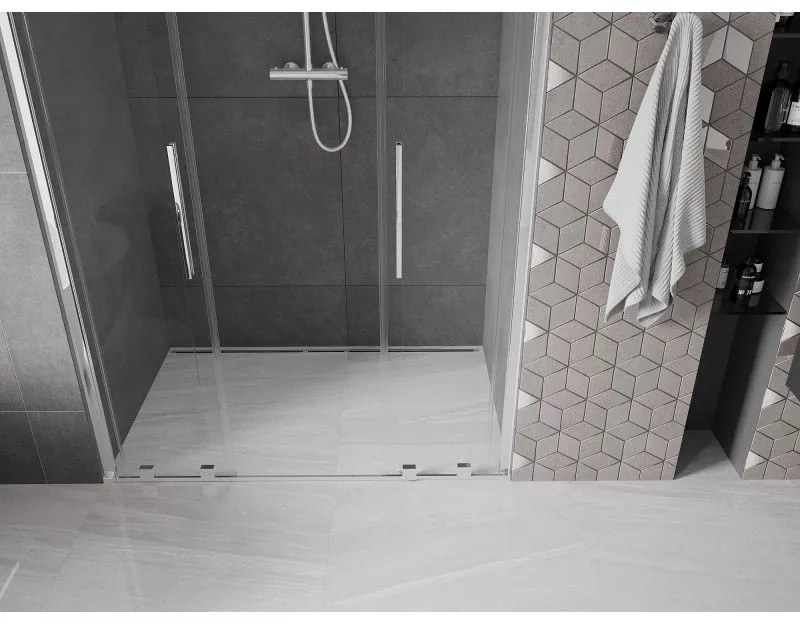 Mexen Velar L Duo, posuvné sprchové dvere do otvoru 160 cm, 8mm číre sklo, chrómová, 871-160-003-02-01