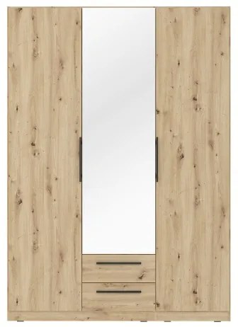 Šatníková skriňa so zrkadlom MARO 150x213 cm dub artisan