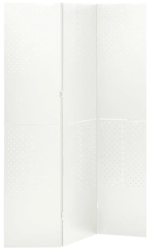3-panelový paraván biely 120x180 cm oceľ
