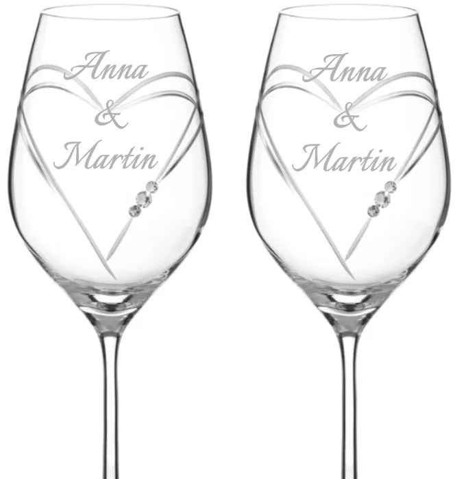 Dekorant Svadobné poháre na biele víno Aphrodite s krystaly Swarovski 360ml 2KS VARIANTA 1