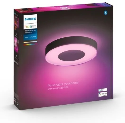 Philips-LED RGB Stmievateľné stropné svietidlo Hue LED/52,5W/230V pr. 425 mm čierna