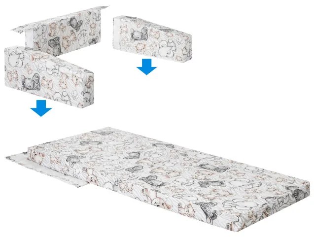 Cestovná postieľka DREAMER zebra / lev / slon