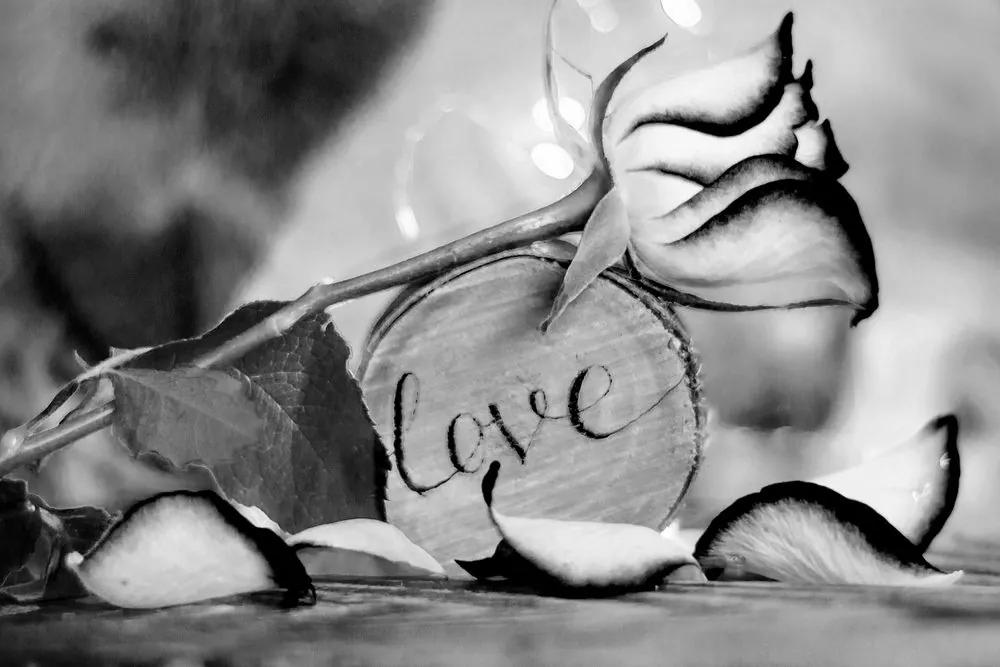 Obraz romantické vyznanie v čiernobielom prevedení Love - 120x80