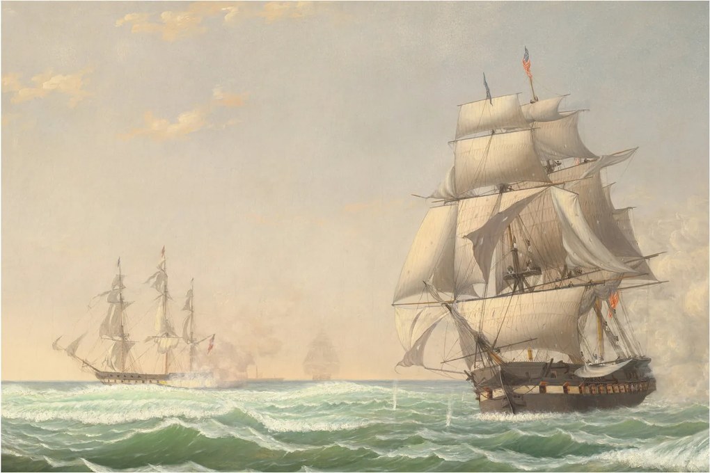 Obraz - Fitz Henry Lane, The United States Frigate President Engaging the British Squadron, reprodukcia (90x60 cm)
