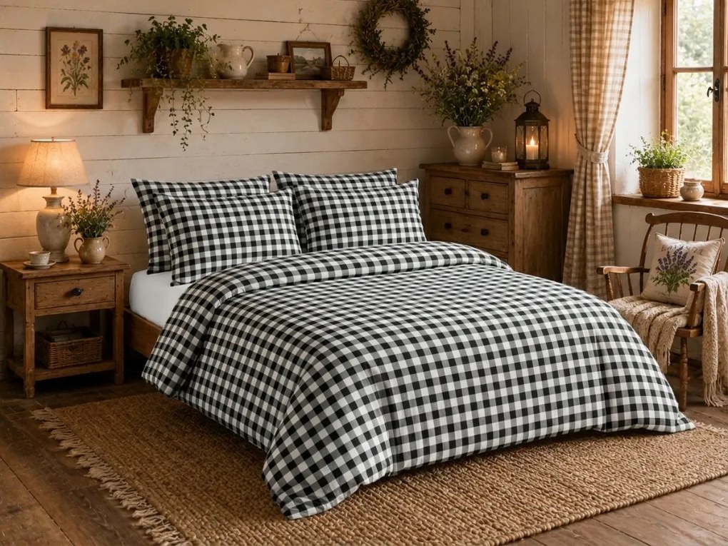 Bavlnené obliečky NORDIC CHECK tmavo sivé Rozmer obliečky: 70 x 90 cm | 140 x 200 cm