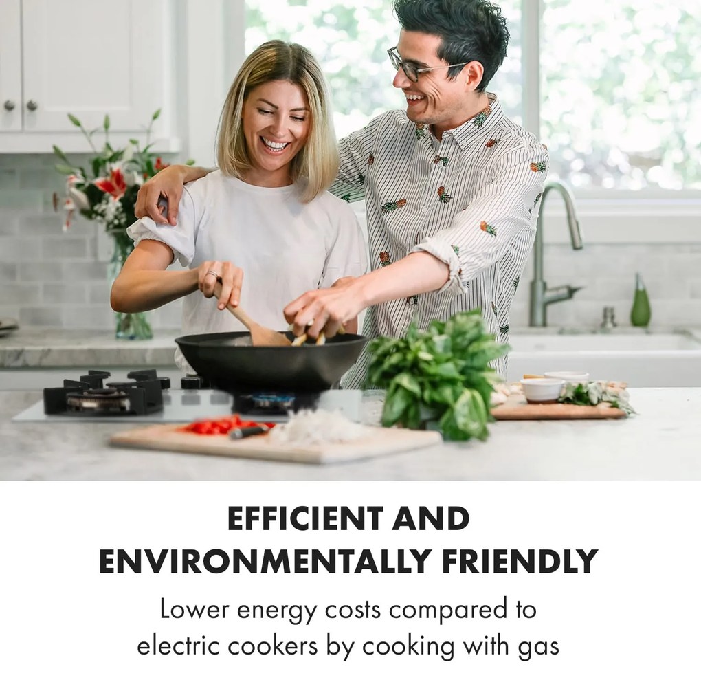 Klarstein Goldflame 4, plynová varná doska, 4 mosadzné horáky, sklokeramika