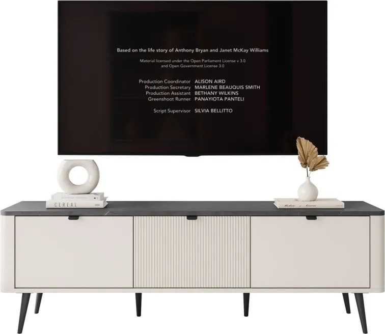 TV stolík NICOLA 160 cm kašmír + sivý kameň