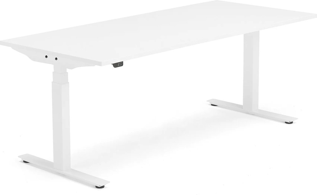 Výškovo nastaviteľný stôl Modulus, T-rám, 1800x800 mm, biela/biela