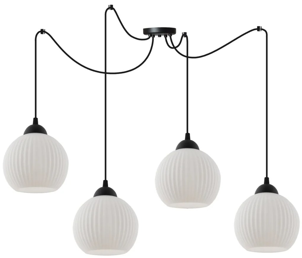 Závesné svietidlo Riffle Round Spider, 4x biele sklenené tienidlo, b