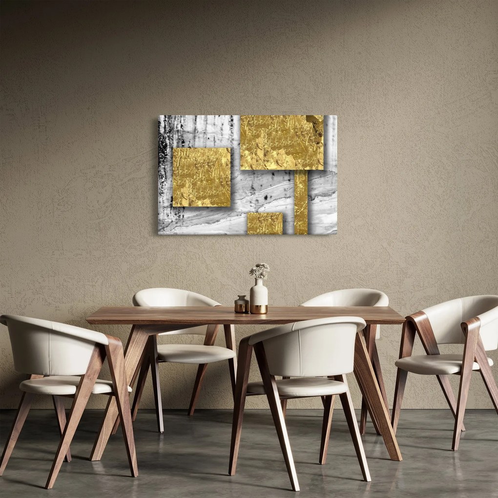 Obraz - Zlaté štvorce N⁰3 (90x60 cm)