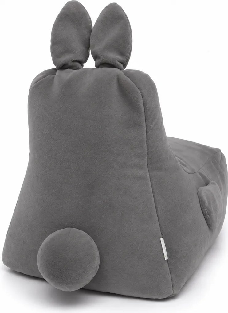 Set 2 detských sedacích vakov Bunny L Lapit sivý + Bag Sako L plyš čierny