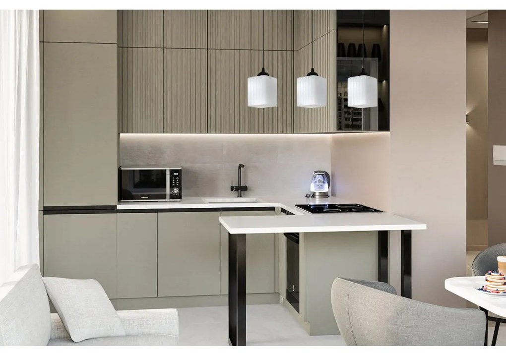 Závesné svietidlo Riffle Square, 3x biele sklenené tienidlo, b