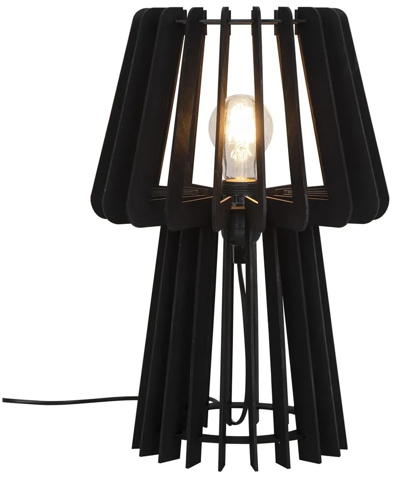 NORDLUX Dizajnová drevená stolová lampa GROA, 1xE27, 40W, čierna