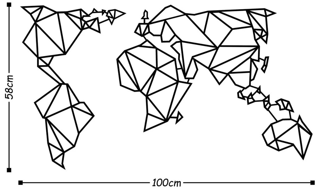 Nástěnná dekorace World Map III černá