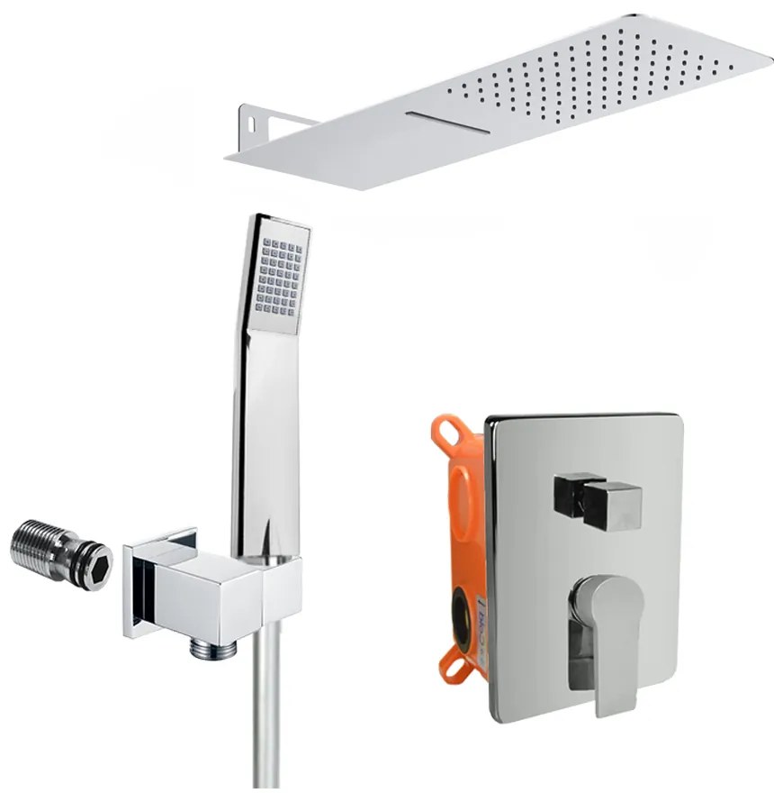 Mereo Mereo, Sprchová sada s podomietkovou batériou - 3-cestná - hranatý kryt, MER-CB60157C2N