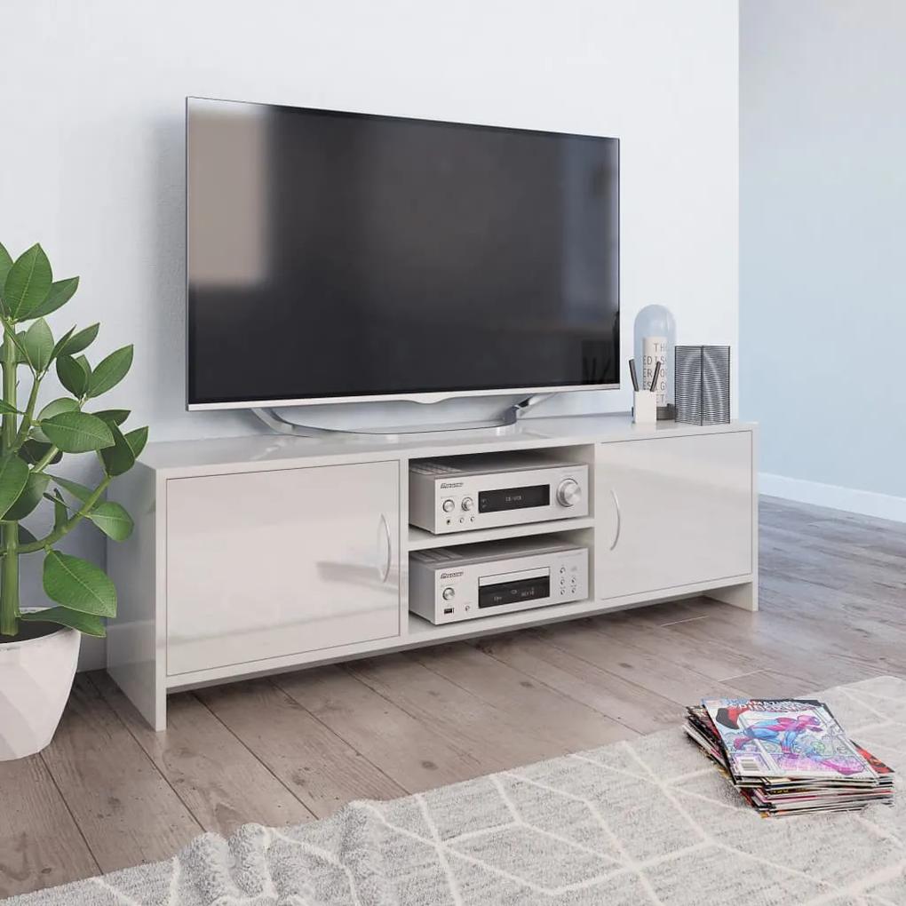 vidaXL TV skrinka lesklá biela 120x30x37,5 cm drevotrieska