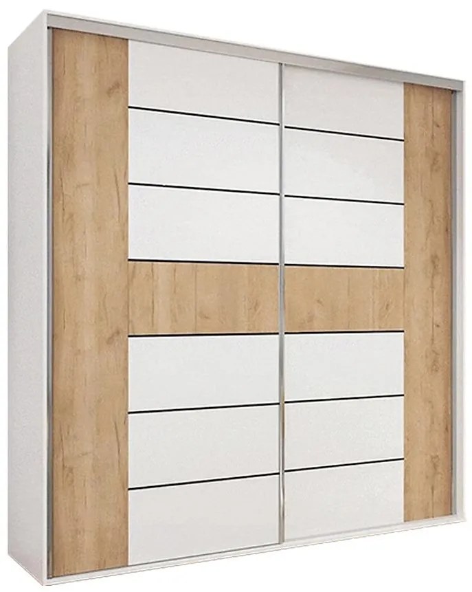 Skriňa Nela A18 Biely/kraft zlatá/Lacobel Biely