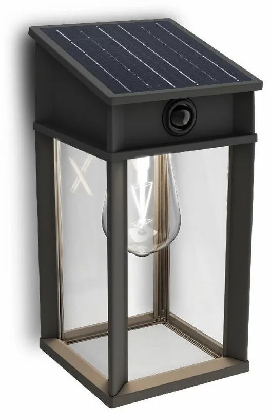 Solárne svietidlo Philips Geri UltraEfficient LEDso senzorom antracitová, 3,2 W, 500 lm, 4000 K