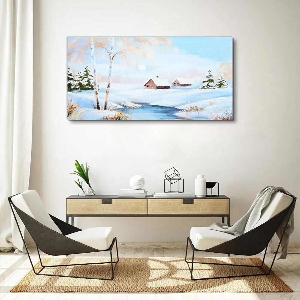 Obraz na plátne Zimné sneh stromy