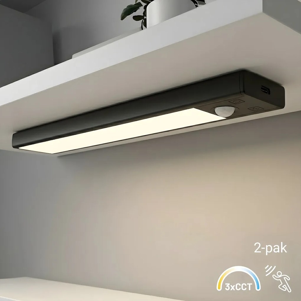 LED svietidlo Viro, 1x LED 1w, 3000-6500k, 3CCT, (20 cm), senzor pohybu a súmraku, b, sada 2ks