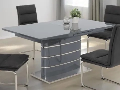 Rozkladací jedálenský stôl Sandra 160x90 cm, šedý lesk%