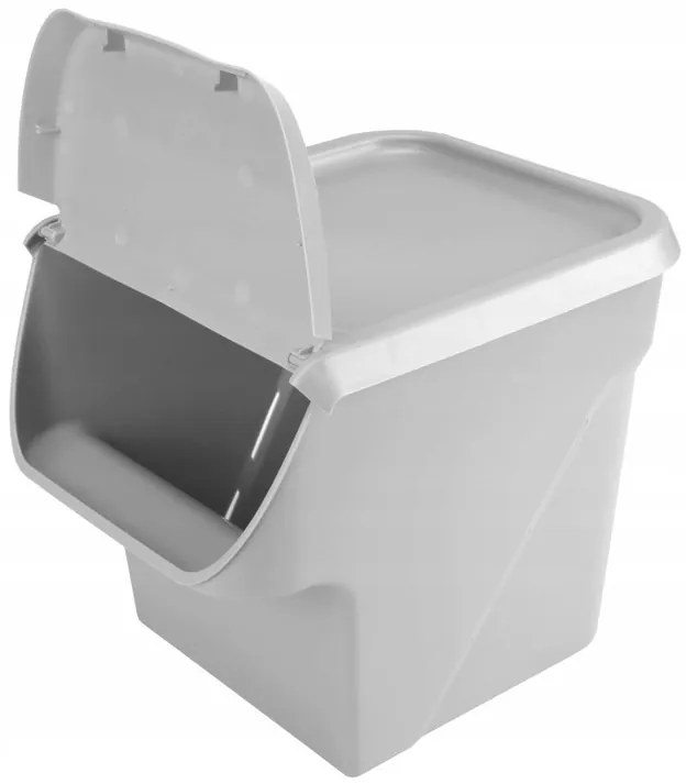 Úložný box na zemiaky a cibuľu s vetraním, VEGBOX sivý (14l - 10kg zemiakov)