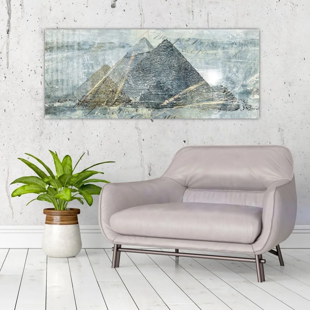 Obraz - Pyramídy v modrom filtri (120x50 cm)