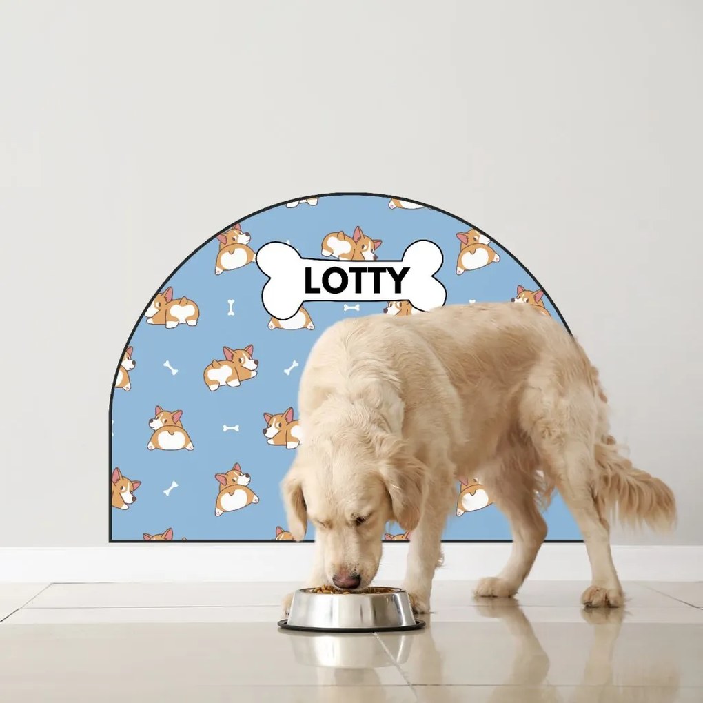 PIPPER. Ochranná textilná nálepka na stenu - Oblúk - Corgi Veľkosť: 83x60cm, Motív: s menom