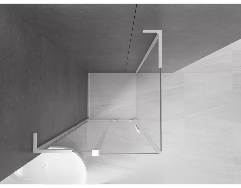 Mexen Velar L, sprchový kút s posuvnými dverami 120 x 120 cm, 8mm číre sklo, biela matná, 871-120-120-03-20