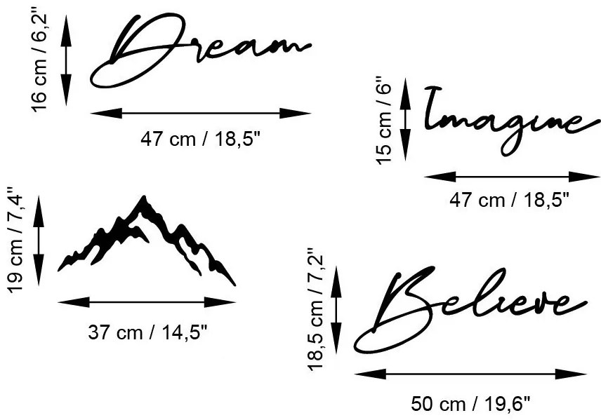 Nástenná kovová dekorácia Amazing Believe čierna