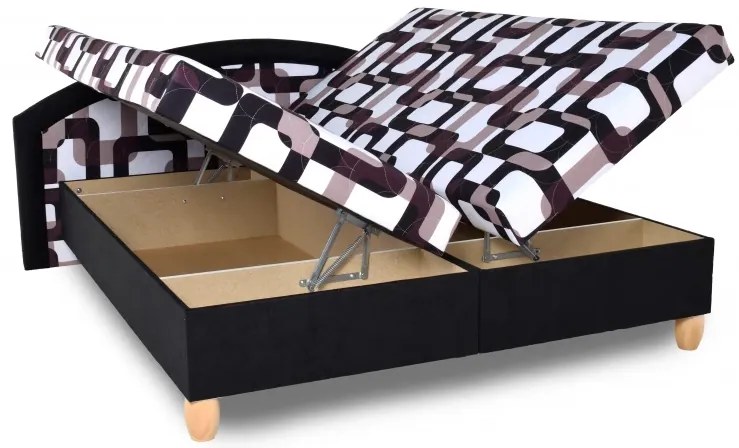 Čalúnená manželská posteľ MAGDA, čierna vzor/ čierna (216/41)