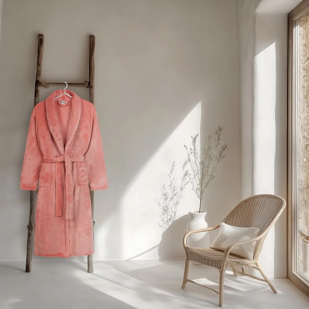 Ružový župan z mikroplyšu veľkosť XL/XXL Polyvelvet – Good Morning
