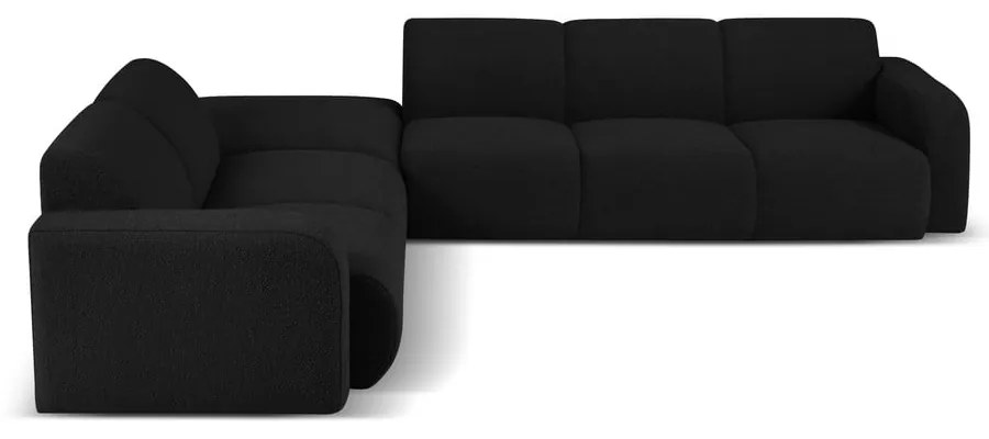 Čierna rohová pohovka z textílie bouclé (ľavý roh) Molino – Micadoni Home