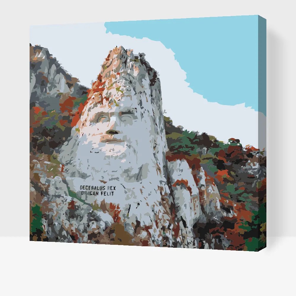 Gario Maľovanie podľa čísel Skalná socha Decebalus, Rumunsko Rozmery: 80 x 80 cm, Rámovanie: S vnútorným rámom