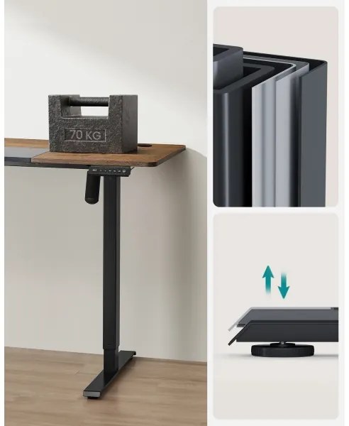 Výškovo nastaviteľný písací stôl SOLEA-X hnedá/čierna