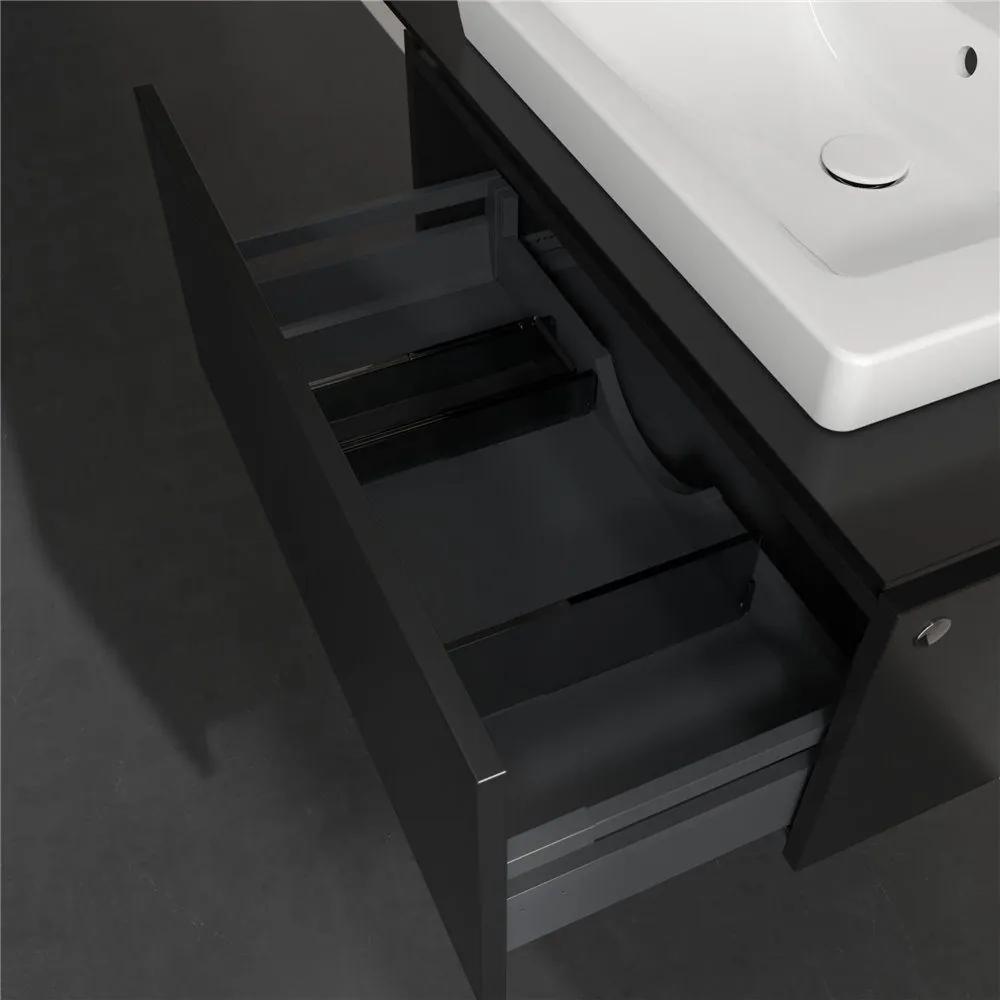 VILLEROY &amp; BOCH Legato závesná skrinka pod umývadlo (umývadlo v strede), 1 zásuvka, 800 x 500 x 380 mm, Black Matt Lacquer, B67800PD