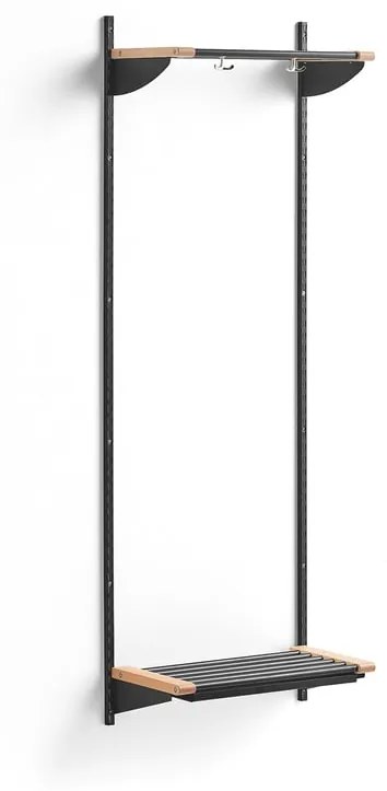 Vešiaková stena JEPPE s hornou policou, základná sekcia, 1790x600x310 mm, tmavošedá/breza