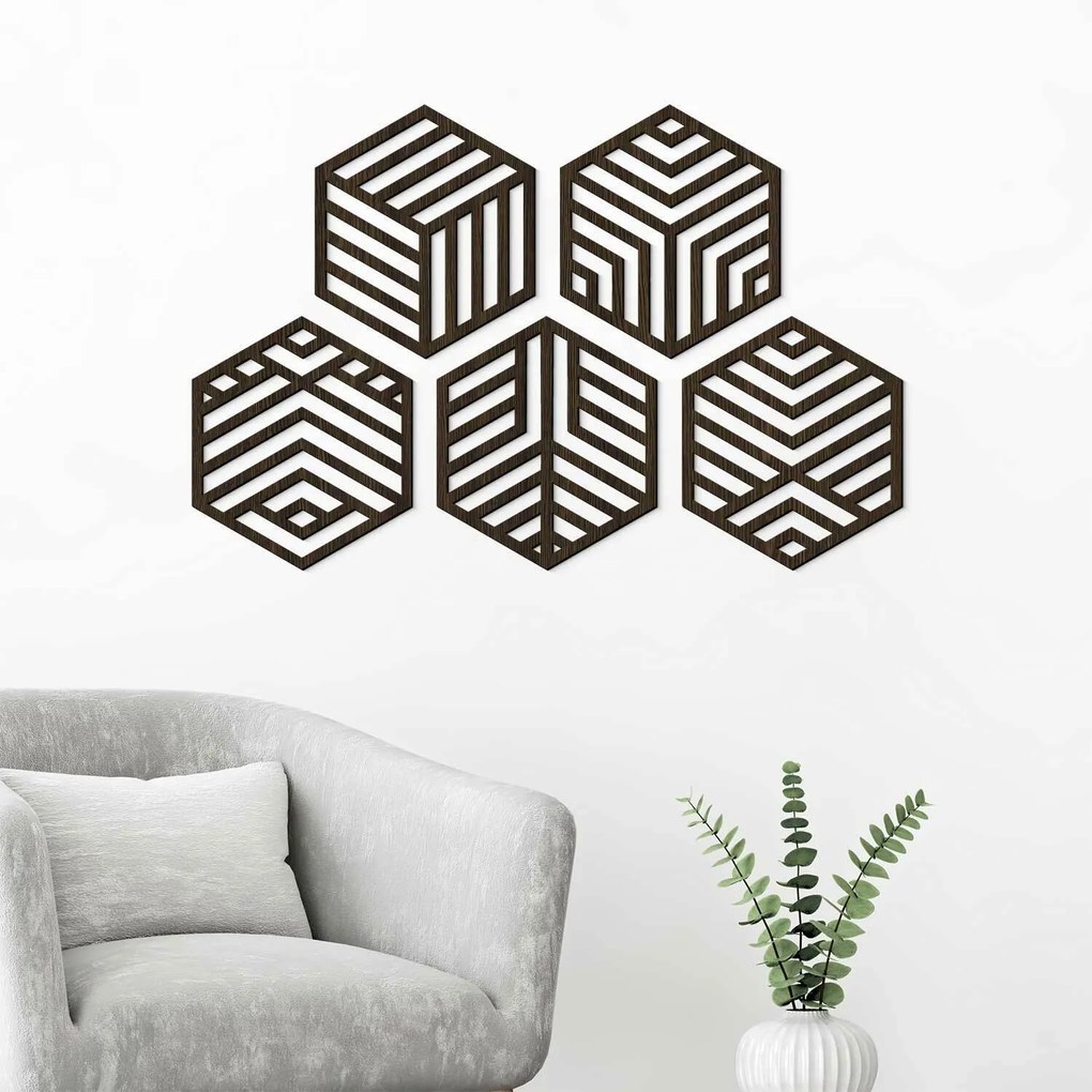 DUBLEZ | Nástenná dekorácia - Hexagón (5 ks)