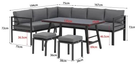 Doppler YORK SET - záhradná hliníková sedacia súprava