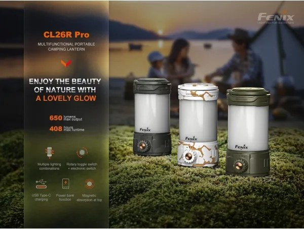 Fenix CL26RPROOLI - LED Stmievateľná prenosná nabíjacia lampa LED/USB IP66 zelená