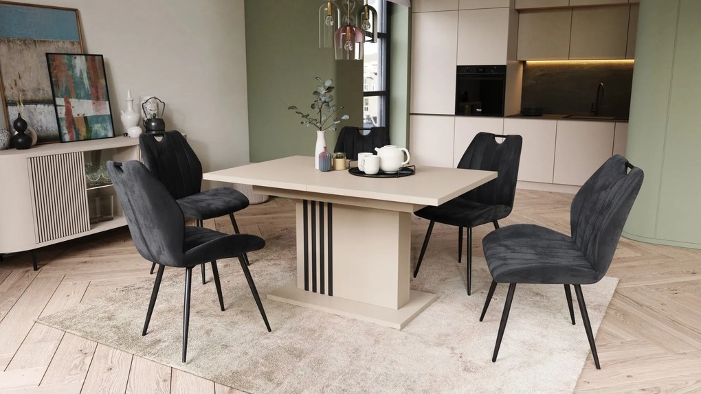 LEONEL Béžový (Šampanský) – MODERNÝ ROZKLADACÍ STÔL AŽ DO 180 cm!