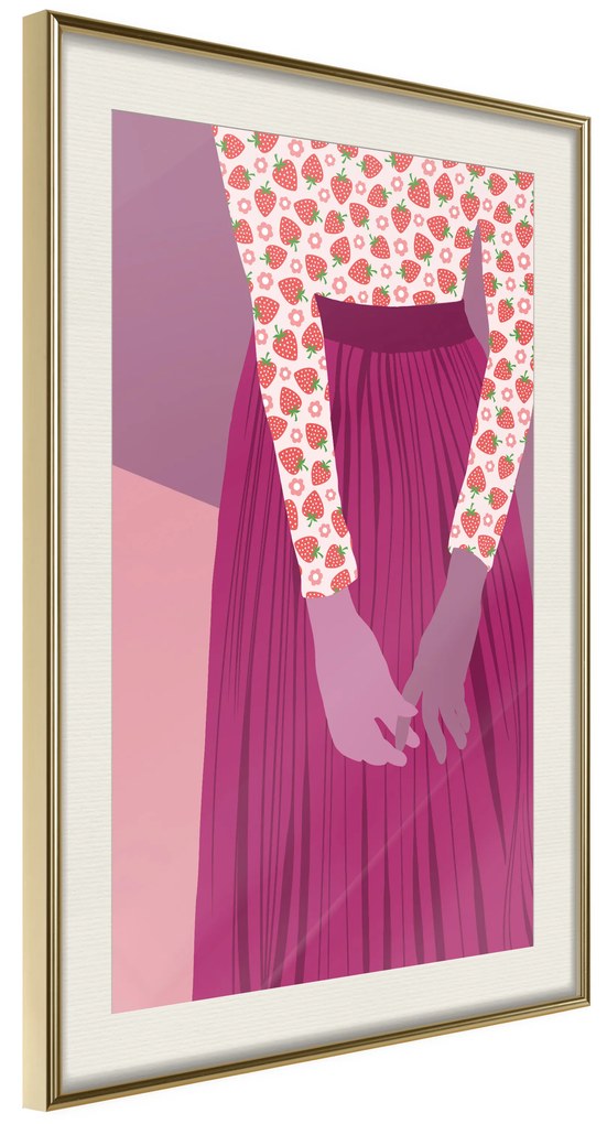 Artgeist Plagát - Strawberry Lady [Poster] Veľkosť: 40x60, Verzia: Zlatý rám s passe-partout